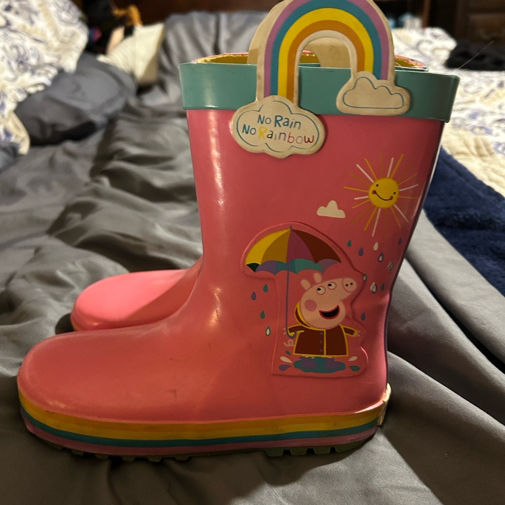 Target Pink Kids Rain Boots with Peppa Pig Design size 11/12 little kid/toddler